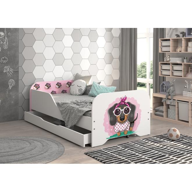 Detská posteľ MIKI - 140x70 RUŽOVÝ JAZVEČÍK