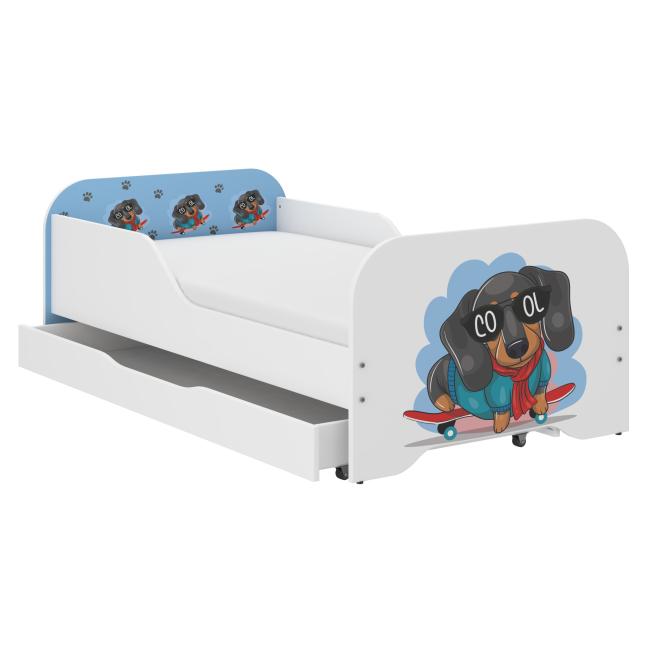 Detská posteľ MIKI - 140x70 JAZVEČÍK NA SKATEBOARDE