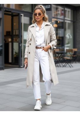 Béžový dámsky dvojradový trenčkot TY5351