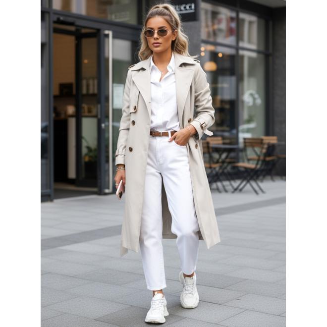 Béžový dámsky dvojradový trenčkot TY5351