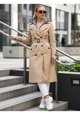 Svetlohnedý dámsky trenčkot s opaskom TY5656