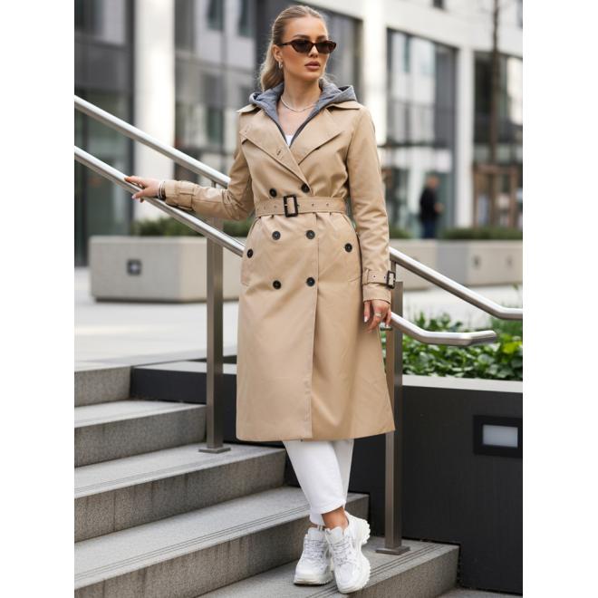Svetlohnedý dámsky trenčkot s opaskom TY5656