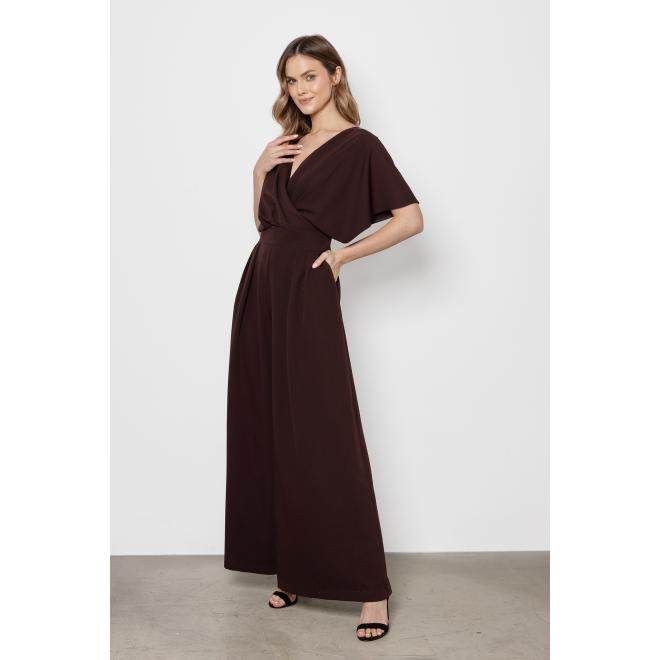 Elegantný dámsky overal čokoládovej farby