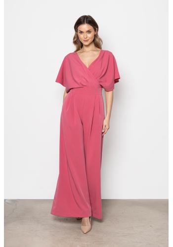 Malinový elegantný dámsky overal