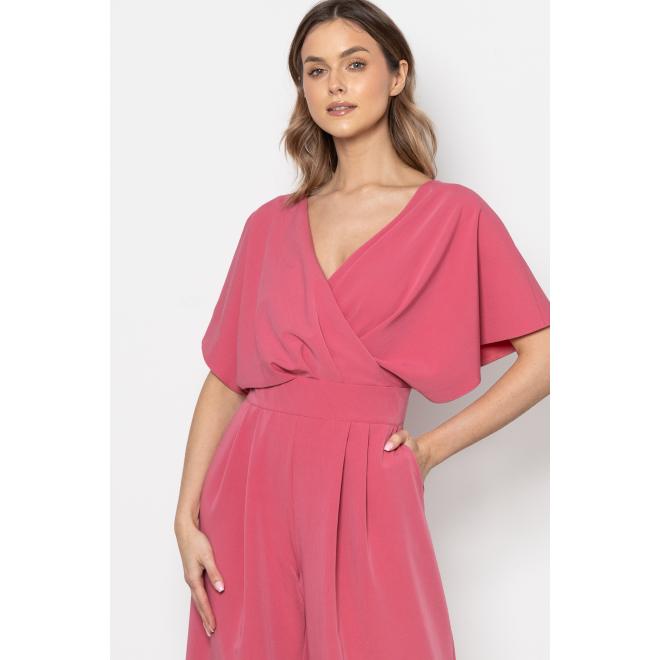 Malinový elegantný dámsky overal