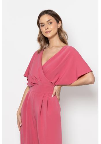 Malinový elegantný dámsky overal