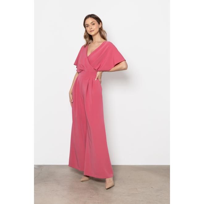 Malinový elegantný dámsky overal