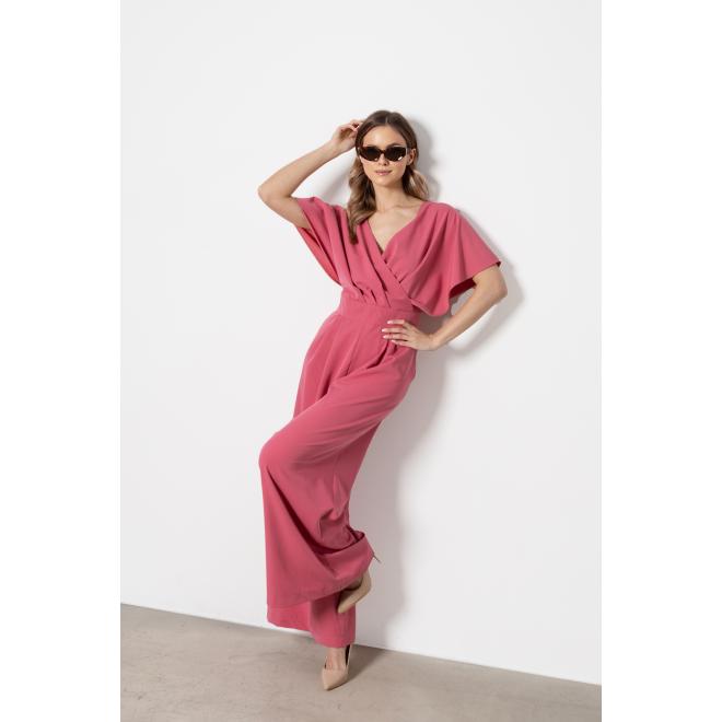 Malinový elegantný dámsky overal