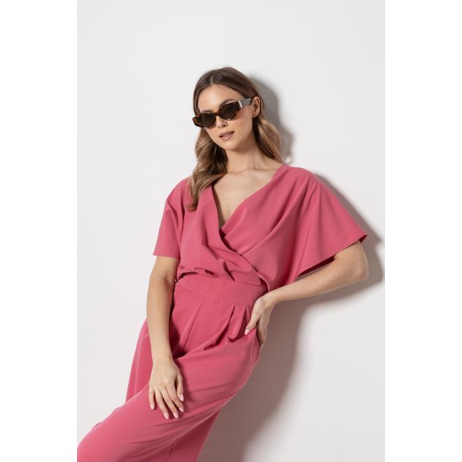 Malinový elegantný dámsky overal