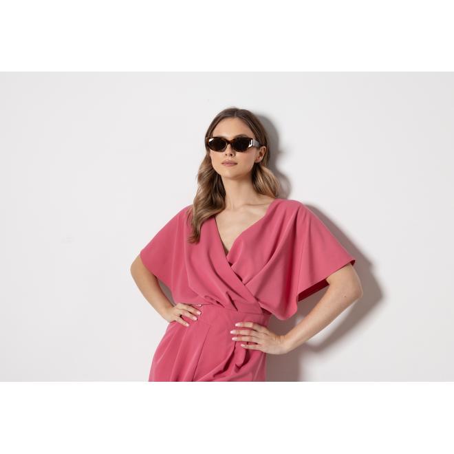 Malinový elegantný dámsky overal