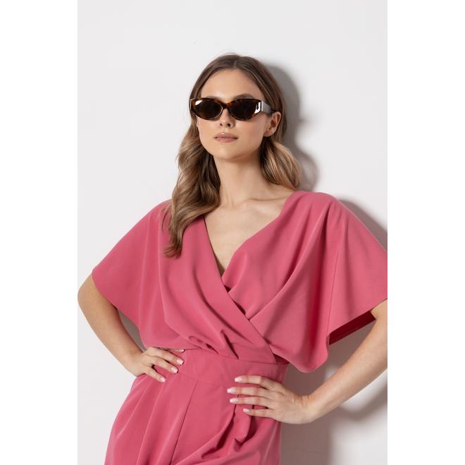 Malinový elegantný dámsky overal