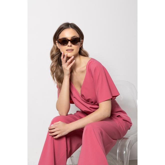 Malinový elegantný dámsky overal