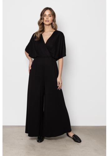 Ležérny čierny dámsky overal