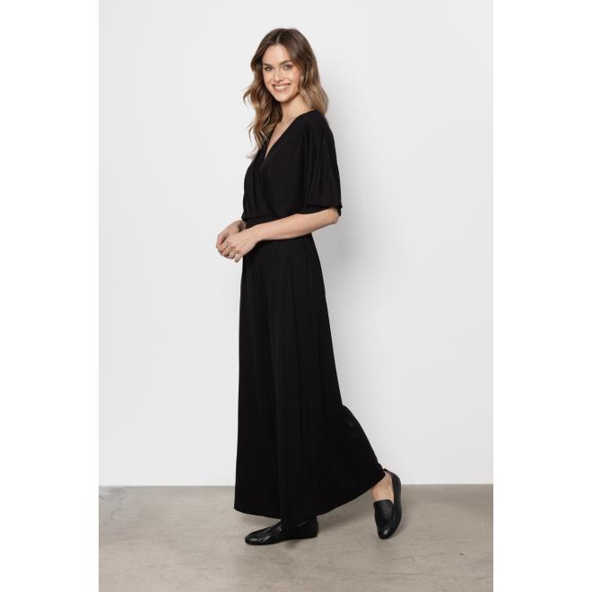 Ležérny čierny dámsky overal