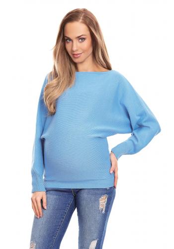 Tehotenský sveter s výstrihom v krémovej farbe