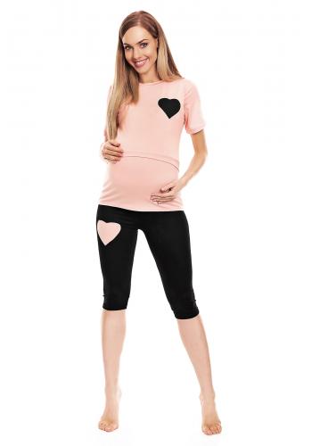 Sivé pyžamo so šortkami s vojenským motívom pre tehotné a dojčiace mamičky