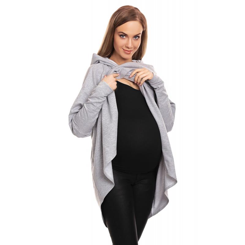 Tehotenská a dojčiaca bavlnená mikina s kapucňou v čiernej farbe