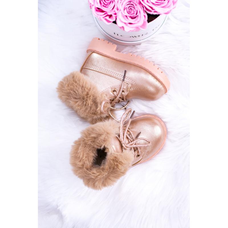 Ružovo-zlaté oteplené Workery pre deti