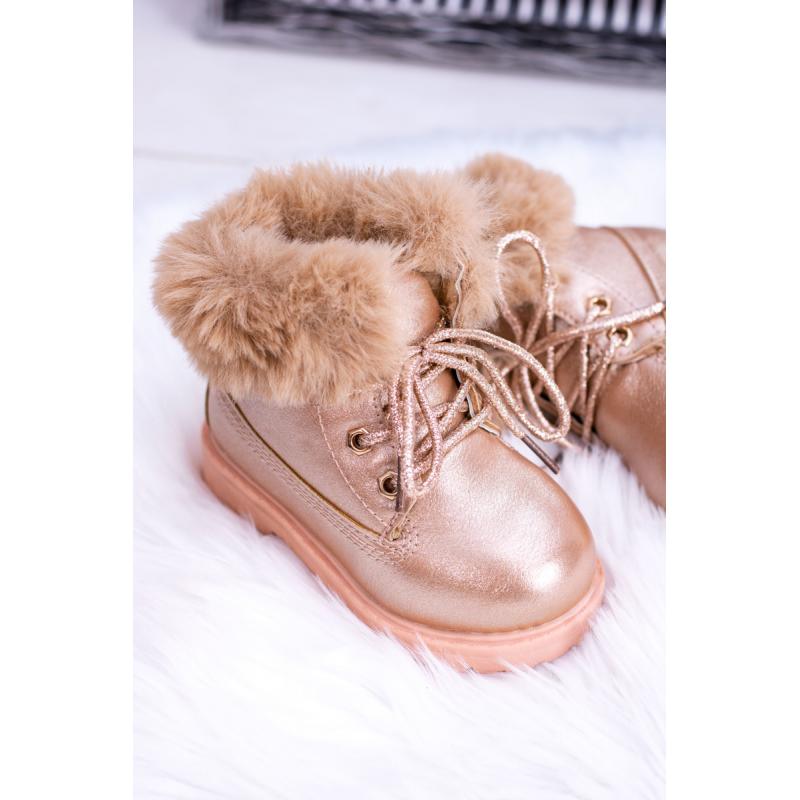 Ružovo-zlaté oteplené Workery pre deti