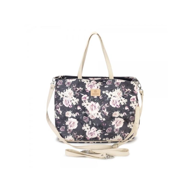 E-shop Príručná taška na kočík v čiernej farbe s potlačou nočných kvetov