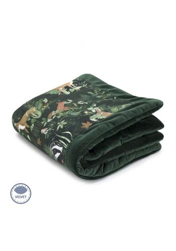 Teplá zamatová deka pre deti - zvieratá/tmavo zelená