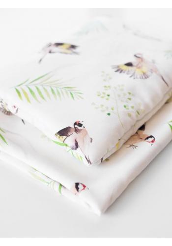 Letná bambusová deka s motívom vtáčikov (vankúš grátis)