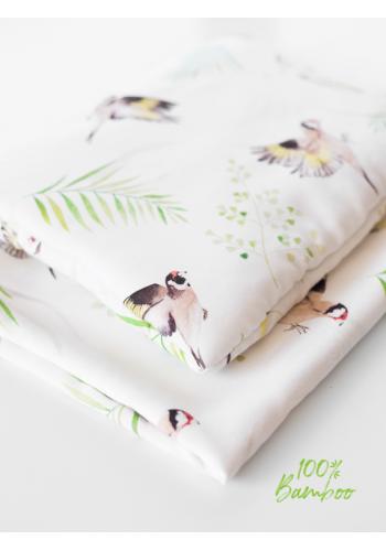Letná bambusová deka s motívom vtáčikov (vankúš grátis)