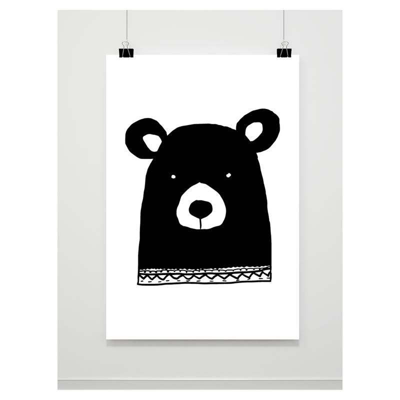 E-shop Čiernobiely dekoračný plagát s medveďom