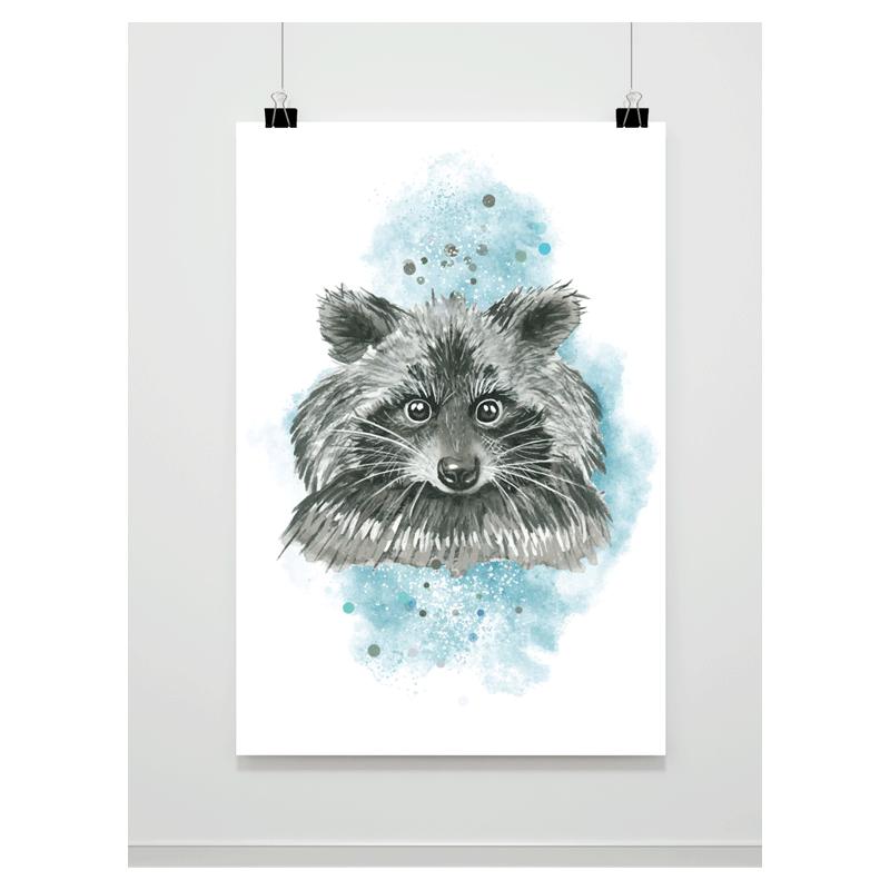 E-shop Akvarelový maľovaný dekoračný plagát s obrázkom čistotného medvedíka