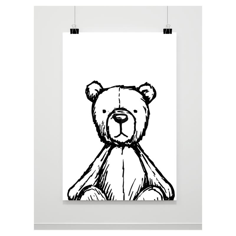 E-shop Čiernobiely plagát do izby s medvedíkom