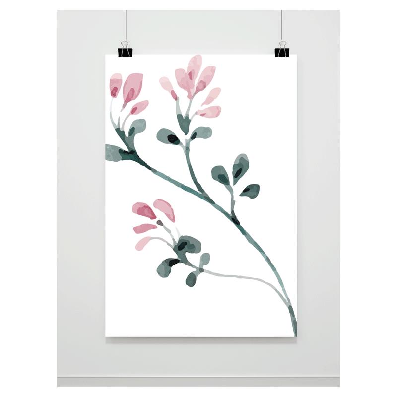 E-shop Biely plagát na stenu s motívom kvetov