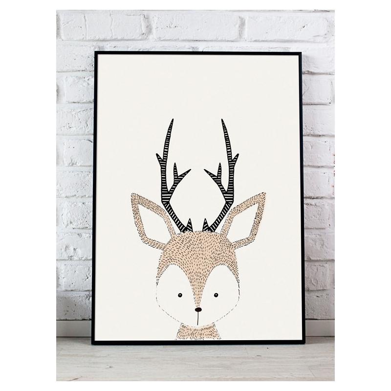 E-shop Biely plagát do izby s obrázkom jeleňa