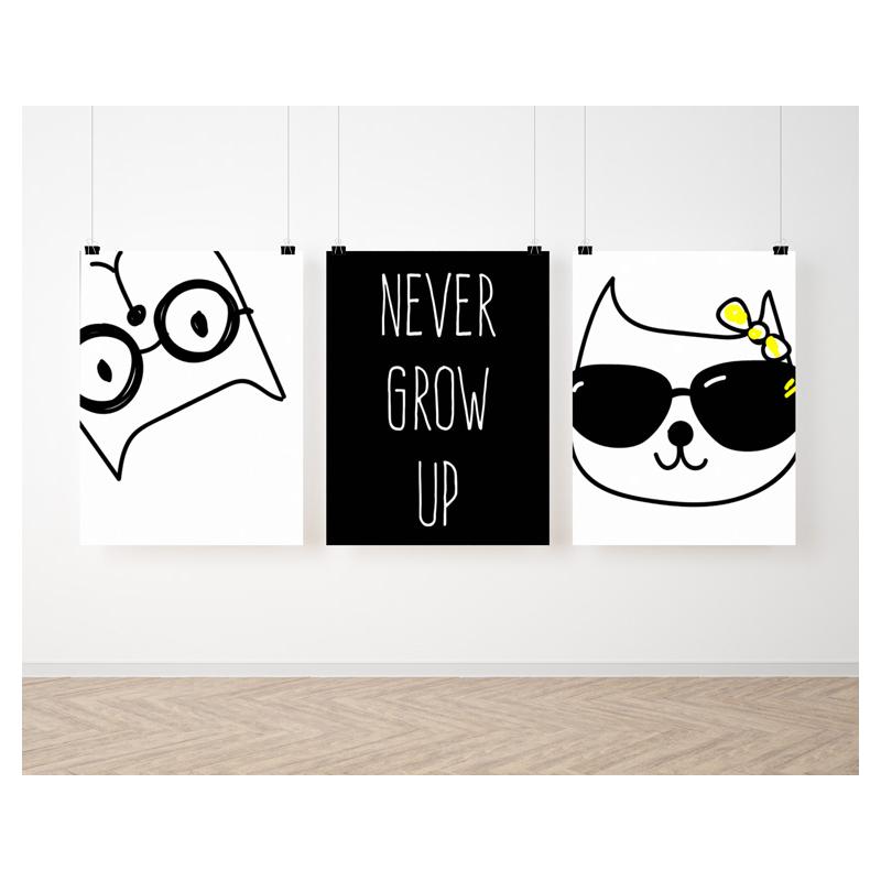 E-shop Čierno biela sada plagátov na stenu s mačičkami