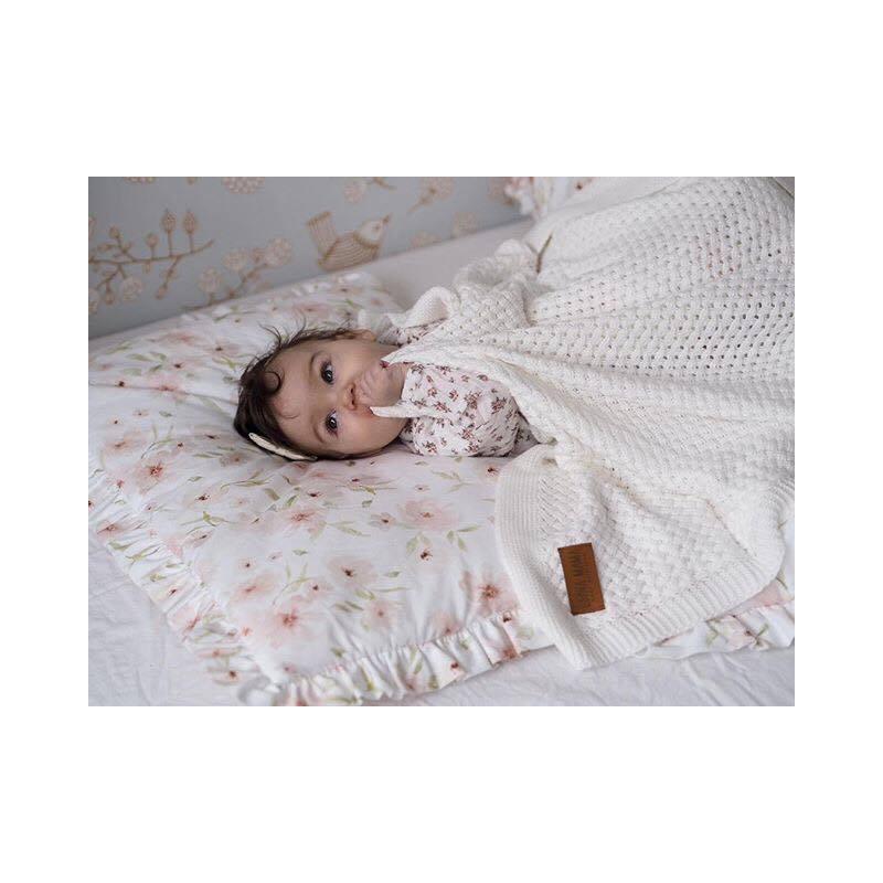 Detská smotanová pletená deka
