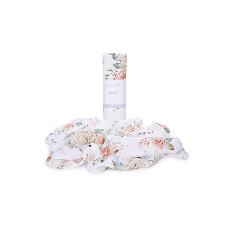 E-shop Mušelínovo - bambusová letná deka s motívom vintage kvety