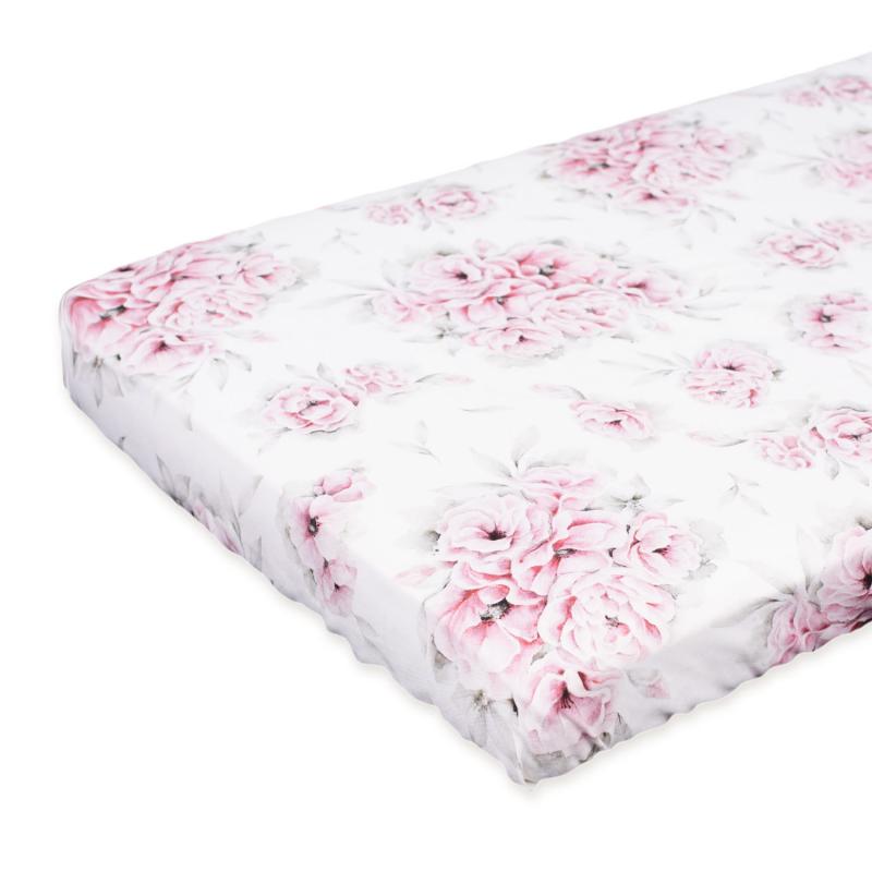 Bambusové detské prestieradlo na posteľ s motívom ružových kvetov