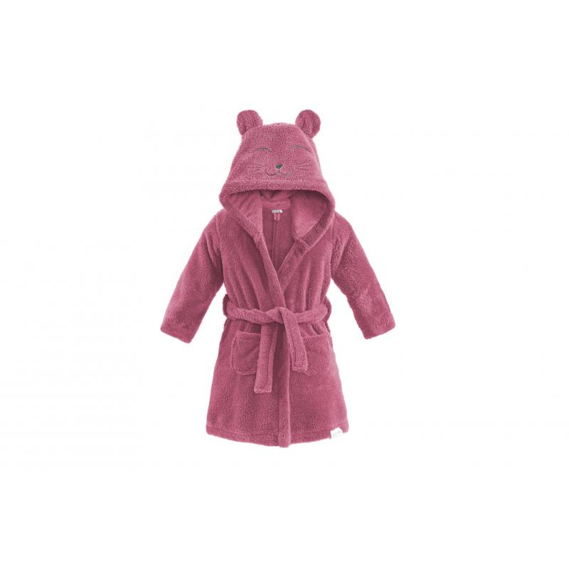 Detský župan v ružovej farbe s kapucňou a vreckami