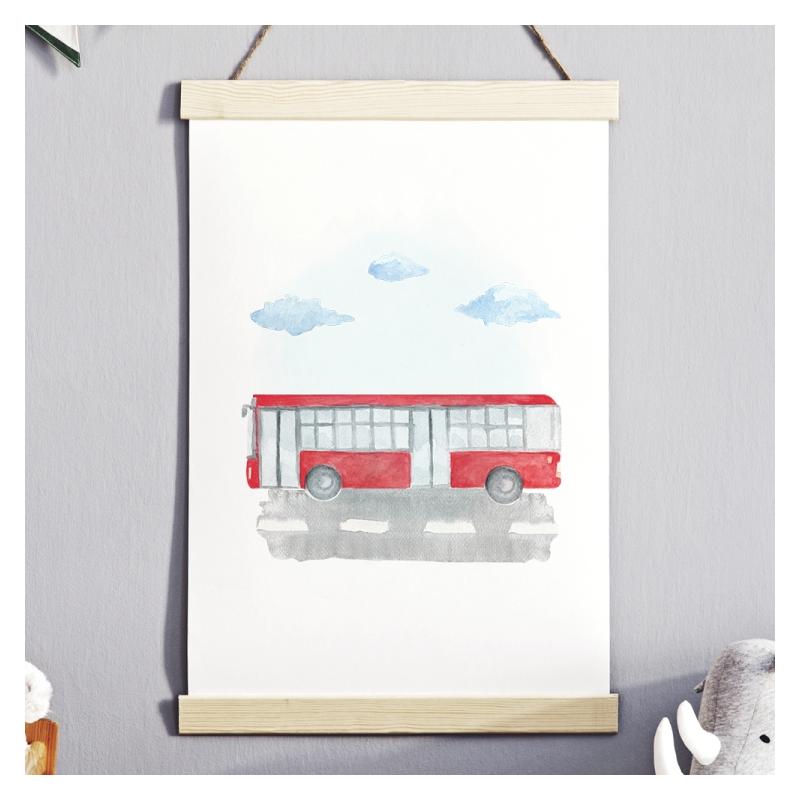 E-shop Biely plagát do detskej izby s motívom autobusu