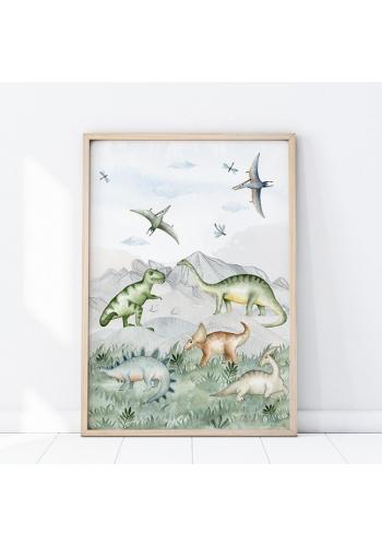 Detský plagát s motívom dinosaurov