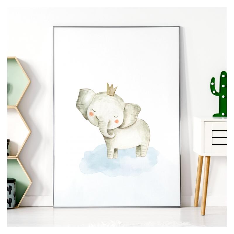 E-shop Biely plagát na stenu s motívom slona pre deti