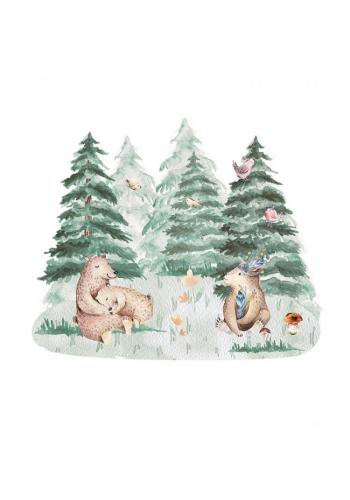 Nálepka do detskej izby s motívom lesa a medveďov