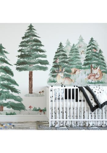 Nálepka do detskej izby s motívom lesa a jeleňov