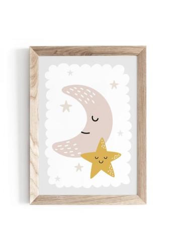 Detský plagát s motívom mesiaca a hviezd