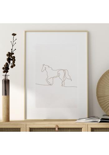 Svetlý minimalistický plagát s motívom koňa