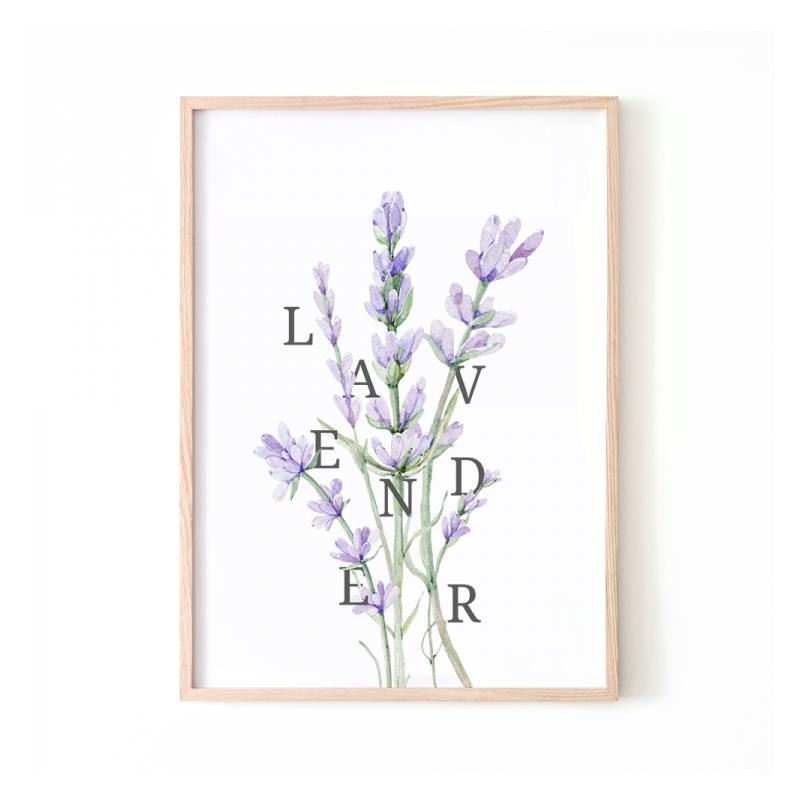 E-shop Biely kvetinový plagát s motívom levandule