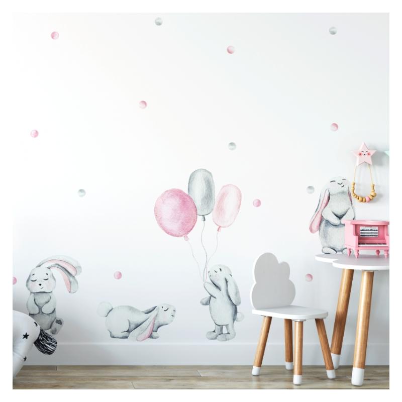 E-shop Sada nálepiek na stenu s motívom králikov v pastelových farbách