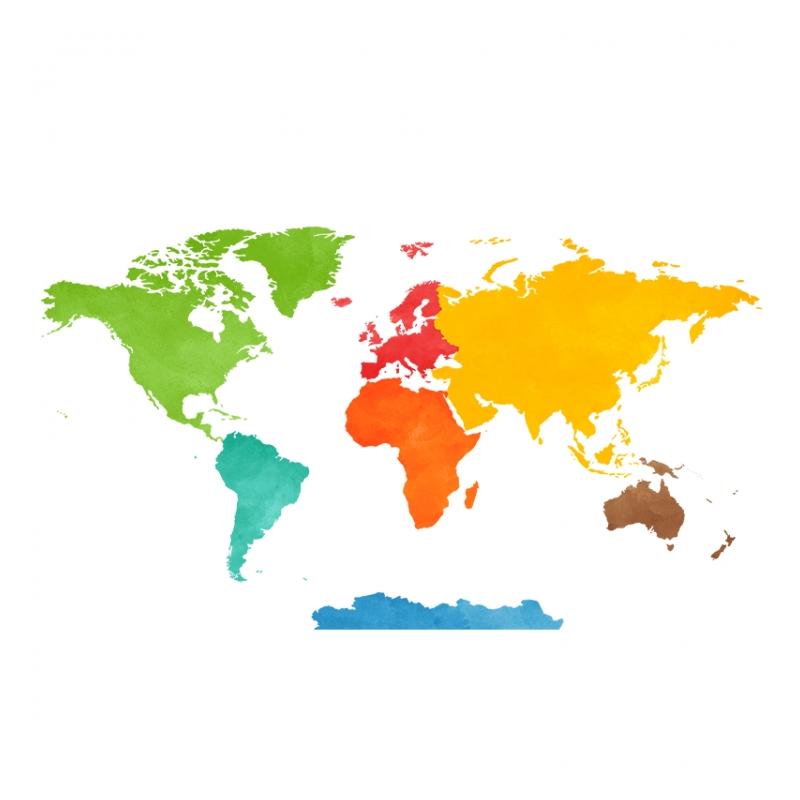 Farebná nálepka v podobe mapy sveta