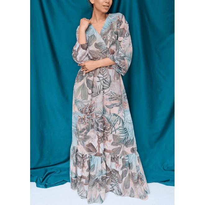 Šifónové maxi šaty s exotickým motívom pre dámy