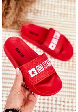 Detské gumené červené šľapky s bielym logom Big Star