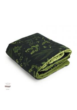 Čierno-zelená zamatová teplá deka pre deti s bylinkovým motívom